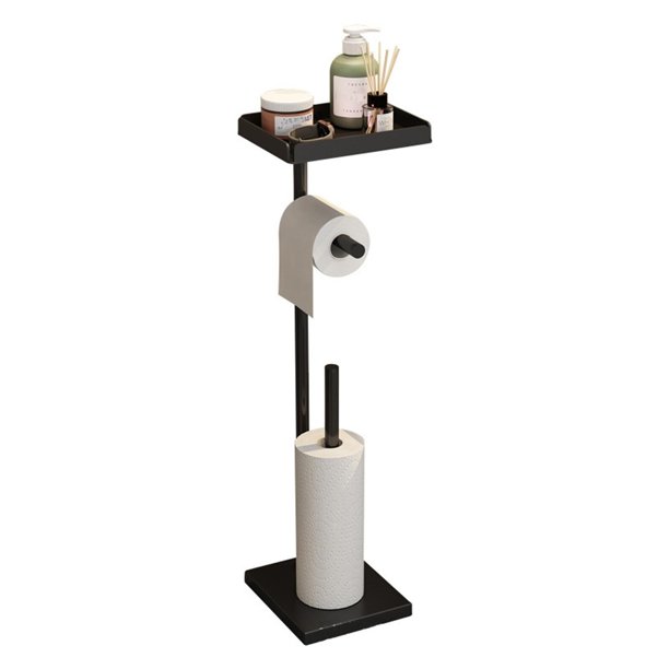Soporte de papel higiénico de acero inoxidable, soporte de papel higiénico no empotrado con estante superior, soporte de papel higiénico con 4 rollos de repuesto, soporte de pañuelos de almacenamiento