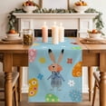 thumbnail image 2 of Table Runner 72 Inches Long for Kitchen Dining, Spring Easter Dresser Scarf Farmhouse, Dining Table Decorations for Wedding/Parties, Bunny Colorful Eggs Floral Blue 18 x 72 In, 2 of 8