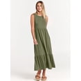 thumbnail image 3 of ANRABESS Women Summer Casual Sleeveless Crewneck Sundress Aline Flowy Tiered Maxi Long Beach Dress Vacation Outfits MediumGreen, 3 of 12