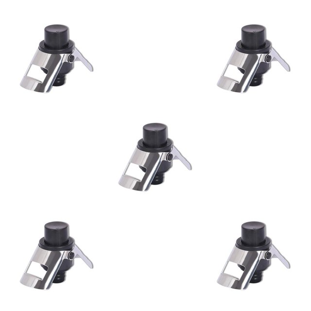 sweethay Tapón para conservante de vino y bebidas de acero inoxidable, tapón sellador para botellas de jardín, restaurante, cocina, sellado, Negro 5Conjunto