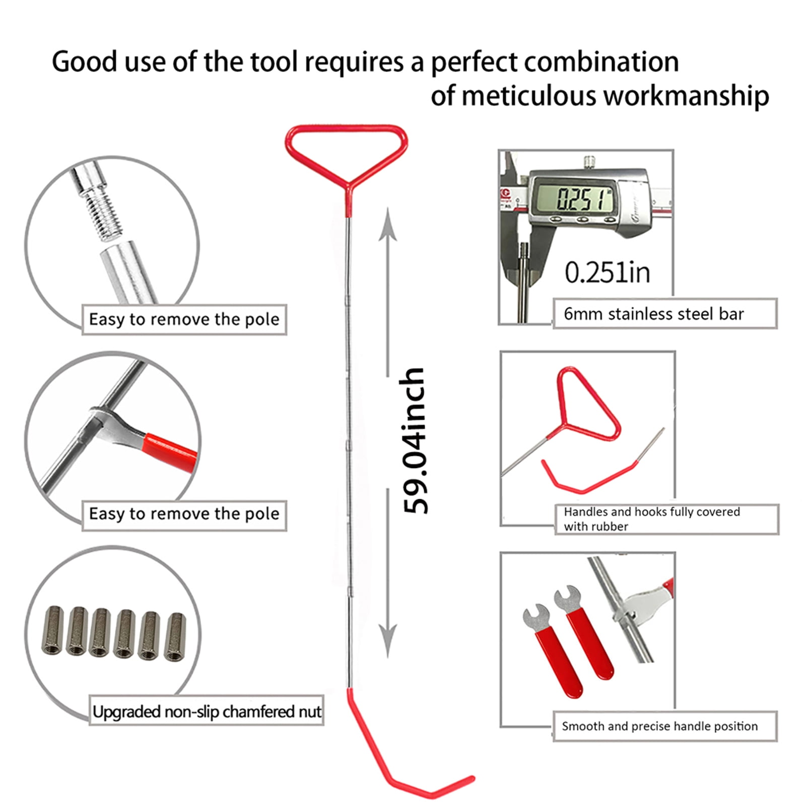 Pershook 25PC Stainless Steel Car Tool Set, 59-inch J-Hook for Emergency Unlocking of Car Windows and Doors, Emergency Car kit Tools