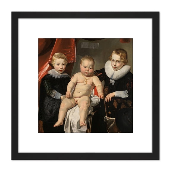De Keyser Portrait Three Brothers 8X8 Inch Square Wooden Framed Wall Art Print Picture with Mount