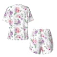 thumbnail image 5 of Kdxio Rose Flower B Print Pajamas Sets for Women Short-Sleeved Pjs with Lounge Shorts Two Piece Sleepwear S-4XL, 5 of 9