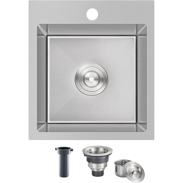Drop-in Kitchen Sink Single Bowl Stainless Steel Kitchen Sink Handmade Inches Deep Top-Mount Kitchen Sink with Hole