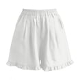 thumbnail image 6 of Favoffer Women Cotton Linen Casual Bottoms Delicate Lace Trims Elastic Waist Support Functional Side Pockets Breathable Short andLong Pants for Seasonal Daily Daily, 6 of 8