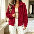 thumbnail image 2 of Fewfanhot Womens Fall Outfits Zip Up Long Sleeve Winter Fall Outerwear Fleece Warm Coat Top, 2 of 6