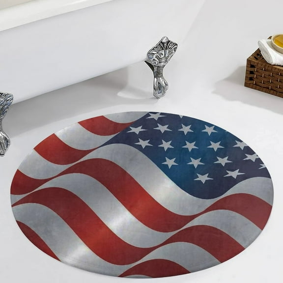 Beauty American Flag With Light Effect Round Carpet Circle Rug Outdoor Patio Area Rug Washable Large Area Rugs Hallway Room Decor Fitness Mats