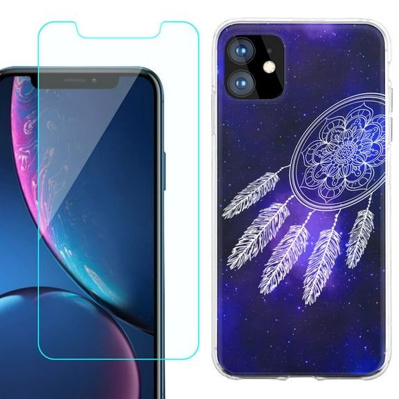 For Apple iPhone 11 Case , Slim-Fit TPU Protective Phone Case with Tempered Glass Screen Protector, by OneToughShield ® - Dream Catcher