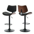 thumbnail image 3 of Hassch Upholstered Swivel Bar Stools Set of 2, Height Adjustable 25"-33.4" Counter & Bar Height Armless Chairs with Curved Bentwood Backrest, Faux Leather Seat & Sturdy Metal Pedestal Base (Black), 3 of 10