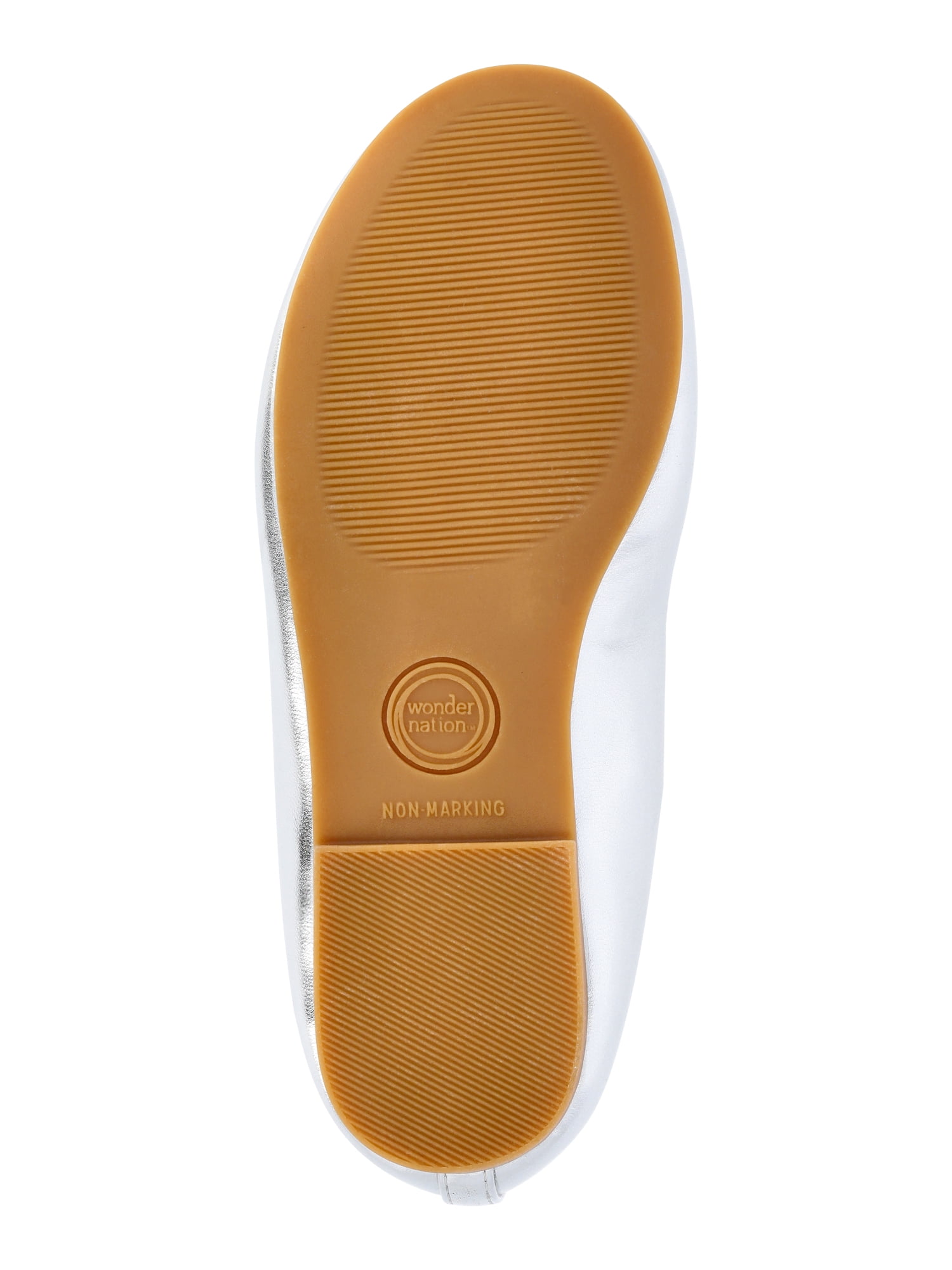 Wonder Nation Little and Big Girls Faux Leather Ballet Flats