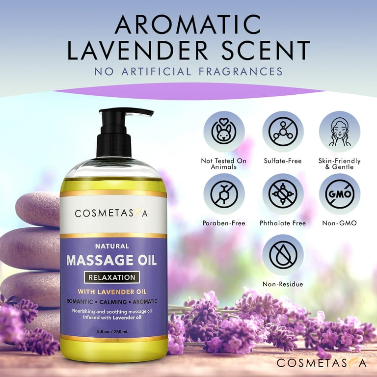 Aquableu Lavender Vanilla Massage Oil 100% Pure & All-Natural - Natural  at-Home Massage Therapy, Soothes Skin & Muscles - Full Body Relaxing  Massage