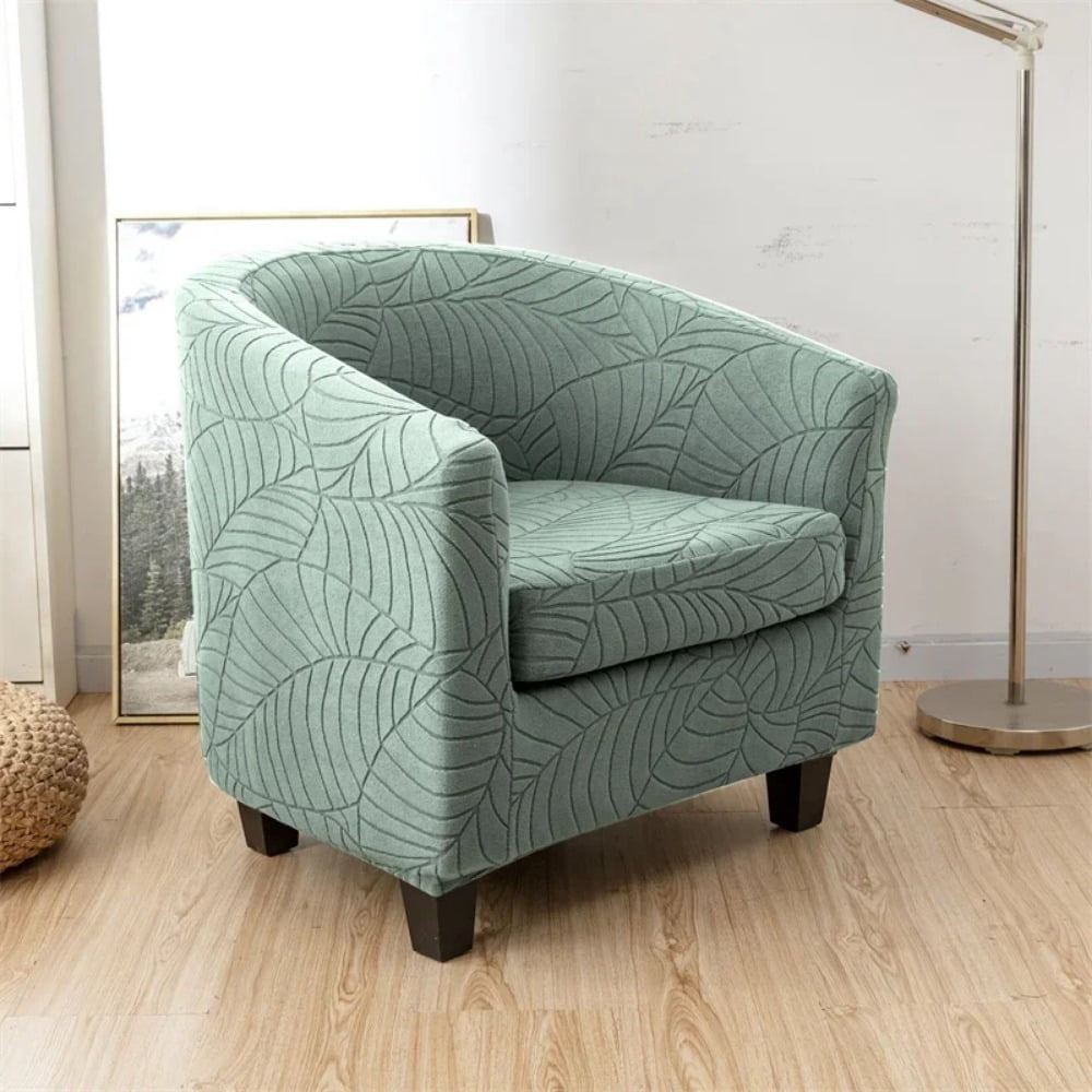 AIGIA Club Chair Covers Slipcover 2 Piece Leaf Jacquard Stretch Tub Chair Cover Barrel Chair Covers Soft Armchair Sofa Cover Couch