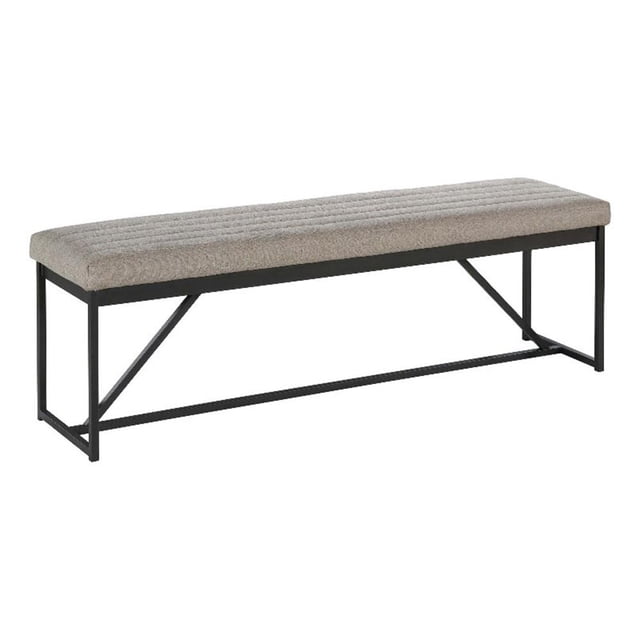 Pemberly Row 64" Modern Fabric and Metal Backless Bench in Dune Gray