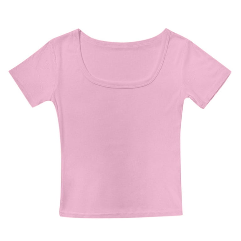 Gunia Shirts For Girls Crop Tops Short Sleeve Shirt Summer Square