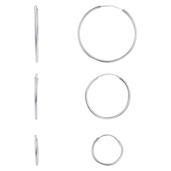 Brilliance Fine Jewelry Trio Set of Endless Hoops in Sterling Silver