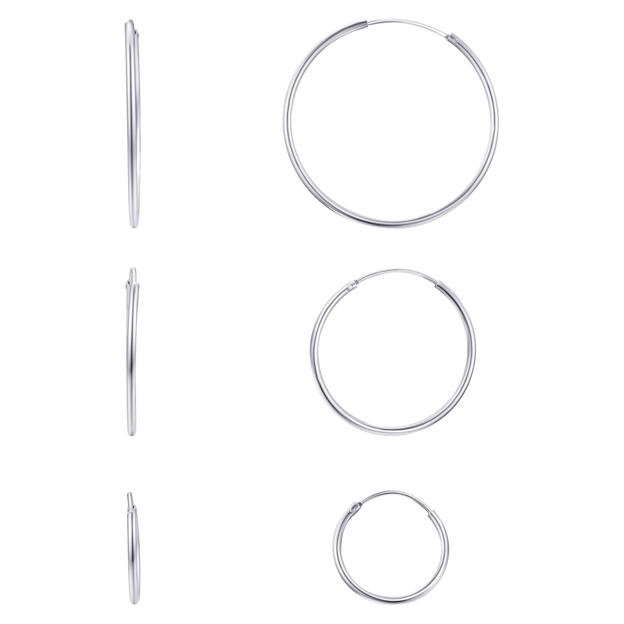 Brilliance Fine Jewelry Trio Set of Endless Hoops in Sterling Silver