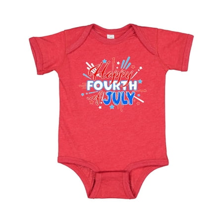 

Inktastic Happy Fourth of July- red white and blue fireworks Gift Baby Boy or Baby Girl Bodysuit