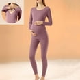thumbnail image 2 of qelini Maternity Thermal Set Seamless Stretch Thermal Inner Wear Long Sleeve Warm Cozy Base Layer Top Bottom Set, 2 of 7