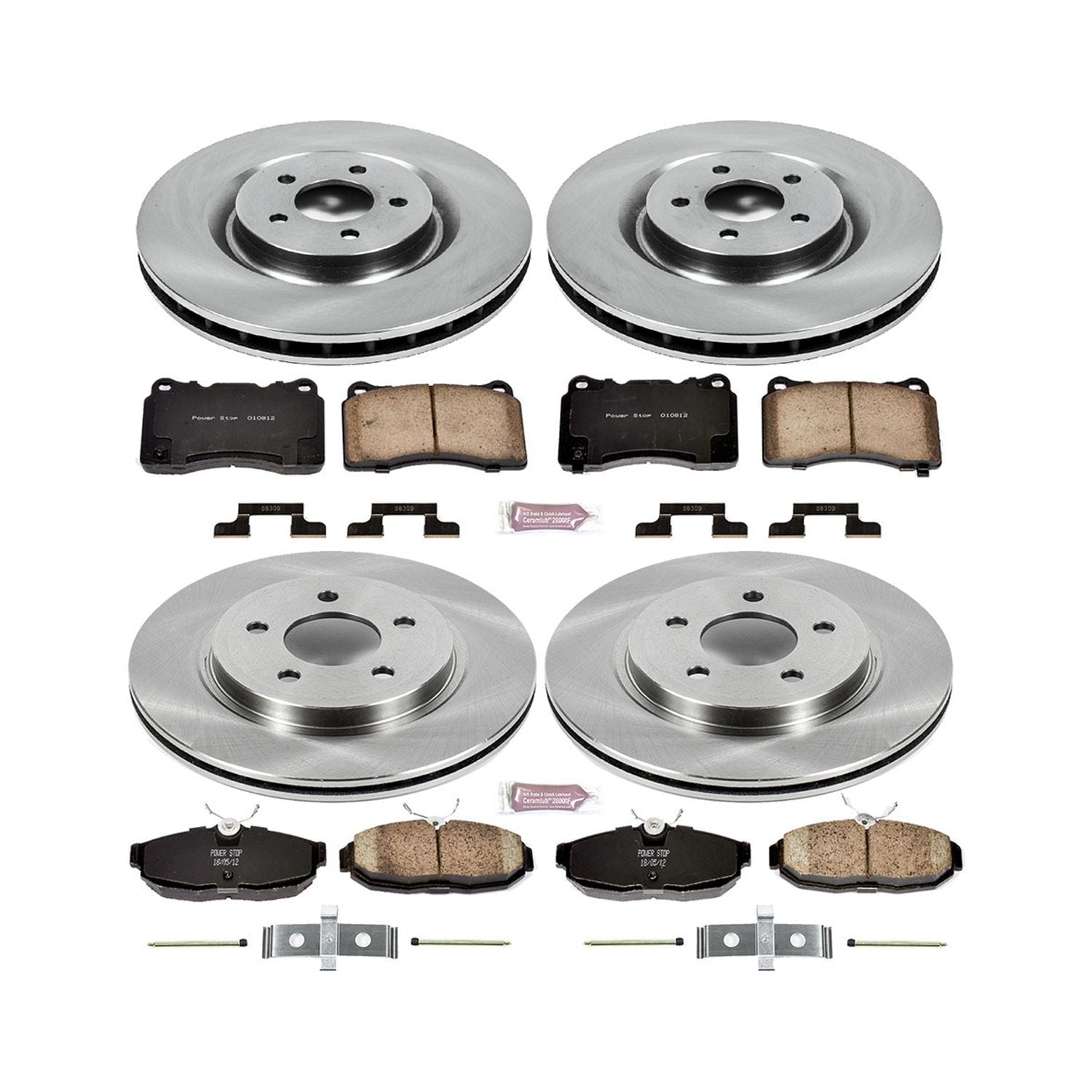 Power Stop Front and Rear Stock Replacement Brake Pad and Rotor Kit KOE4042