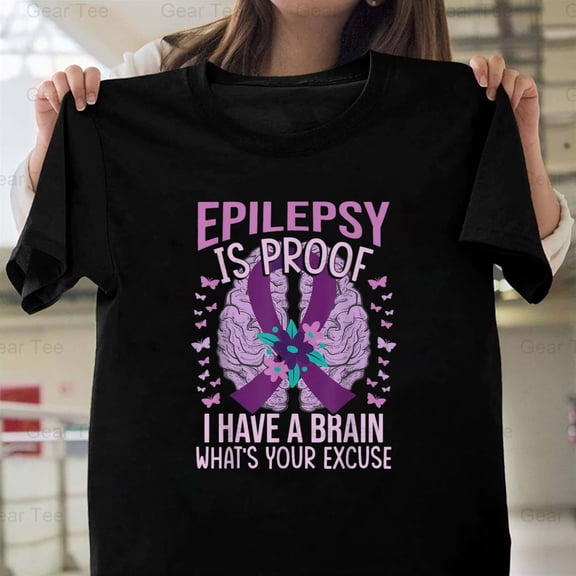 Epilepsy, Brain, Awareness, Funny, Epilepsy Proof, Support, Ribbon, Fight, Hope, Gift T-Shirt Unisex, up to 5XL