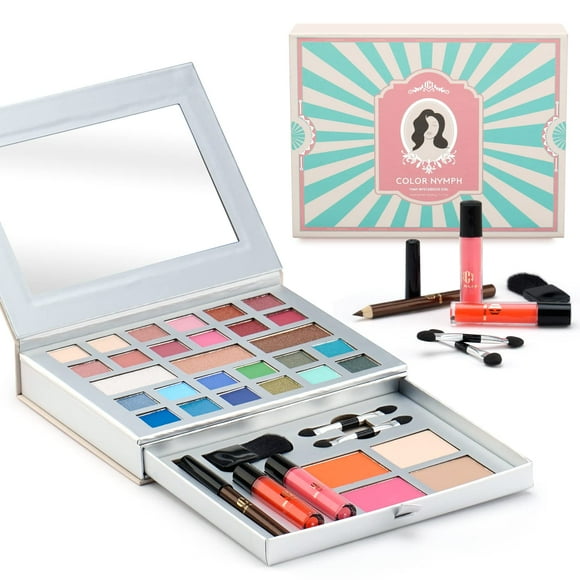 Kit de maquillaje todo en uno Color Nymph con 24 sombras de ojos y brillo de labios