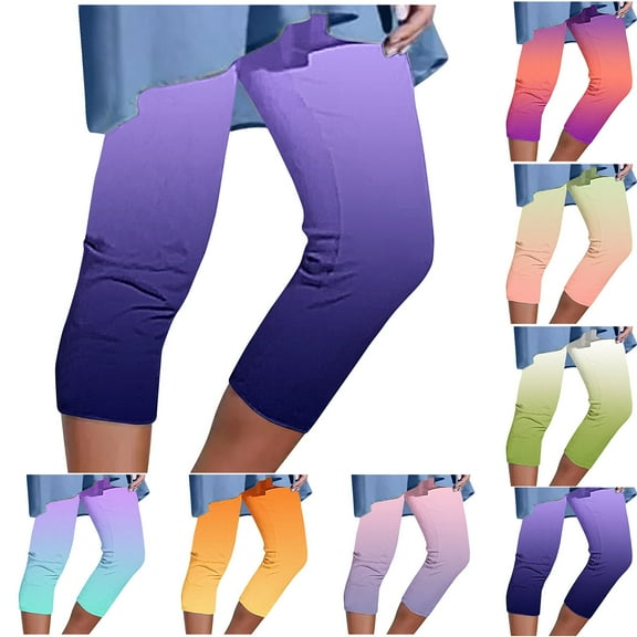 AnuYalue Women Capri Leggings Plus Size High Waist Yoga Capris Summer Dressy Cropped Tummy Control Leggings Gym Athletic Workout Pants