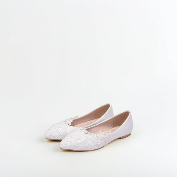 BESTYASH 1 Pair Boho Wedding Shoes for Bride White Flat Bottom Elegant Outdoor Activities