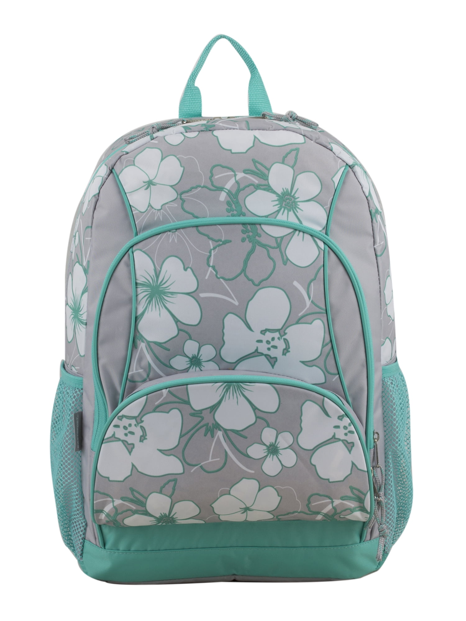 Eastsport Unisex Triple Pocket Backpack, Gray Mint Floral