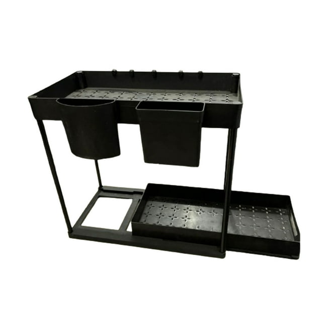 Plastic Storage Drawers,Kitchen Drawer Organizer Pull Out under Sink Organizer with Sliding Drawer for Kitchen and Bathroom 2 Tier Multi Purpose Sink Organizers Storage