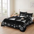 thumbnail image 2 of Quilts Twin XL Size Bedding Set, Merry Christmas Lightweight Quilted Comforter, Xmas Snowflake Pine Trees Winter Black Soft Reversible Bedspread Coverlet with Pillow Covers for All Season, 68" x 98", 2 of 9