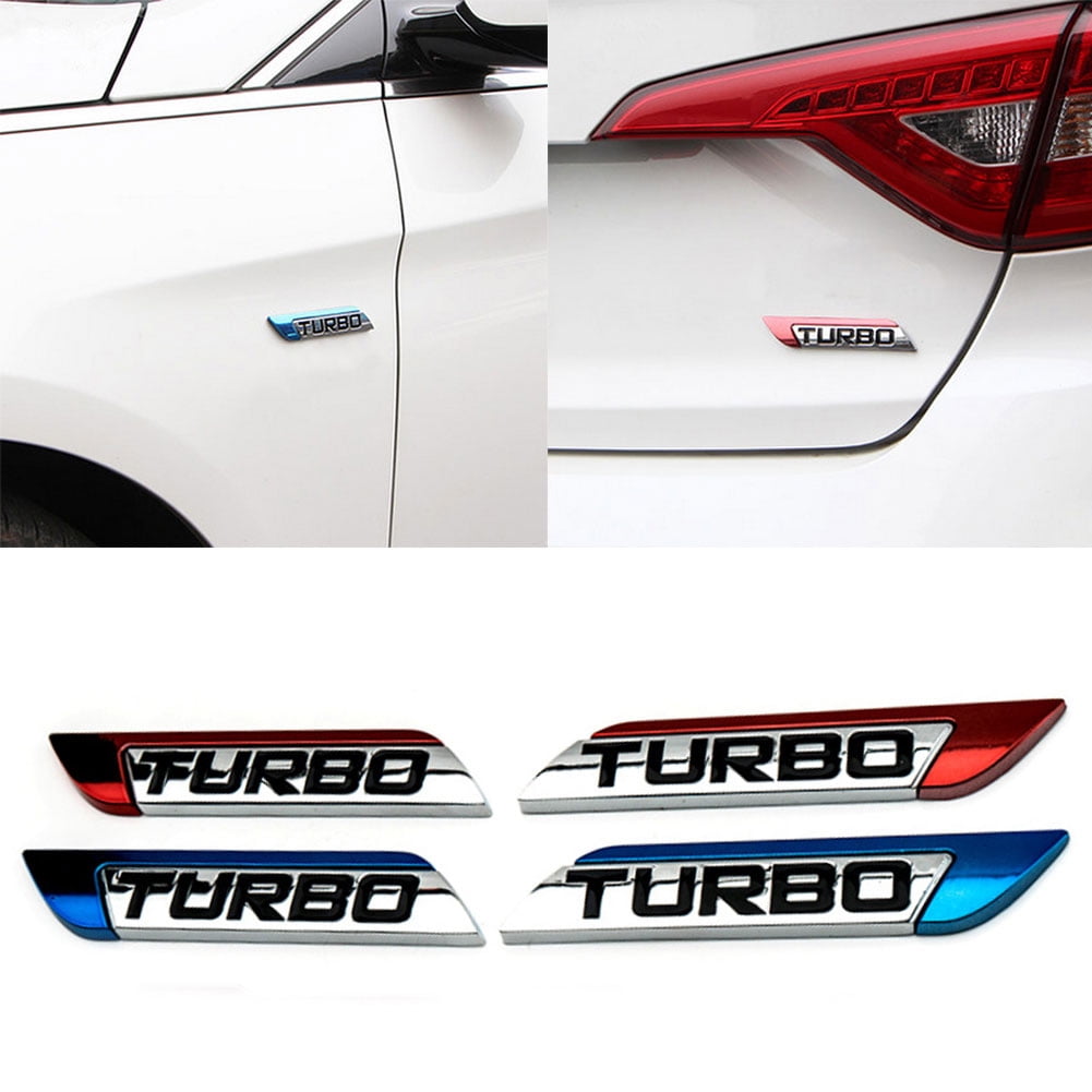 2 Brand New TURBOCHARGED Turbo Charged Badges Sticker Emblem Black Red ALUM