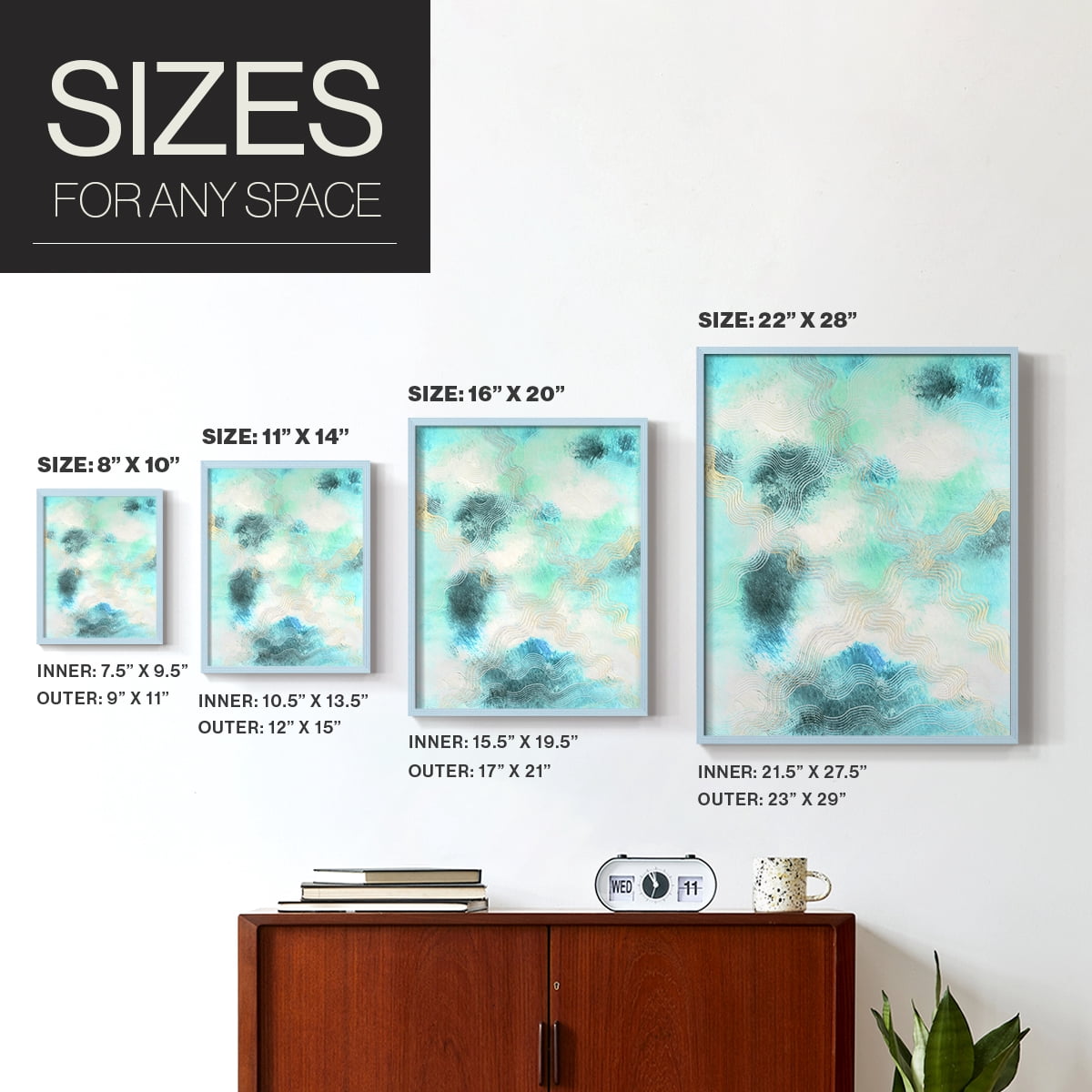Blue Shift I Framed Print in Blue Solid Wood Framed Print No Nail Hanging