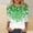 A898 Multicolor, variant on St. Patrick's Day T-Shirt for Women Four Leaf Clover Tree Graphic Crewneck Three Quarter Sleeve Loose Fit Festive Holiday Tee