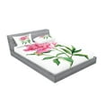 thumbnail image 2 of Ambesonne Nature Fitted Sheet & Pillow Sham Set, Vintage Peony, Queen, Pink White Green, 2 of 2