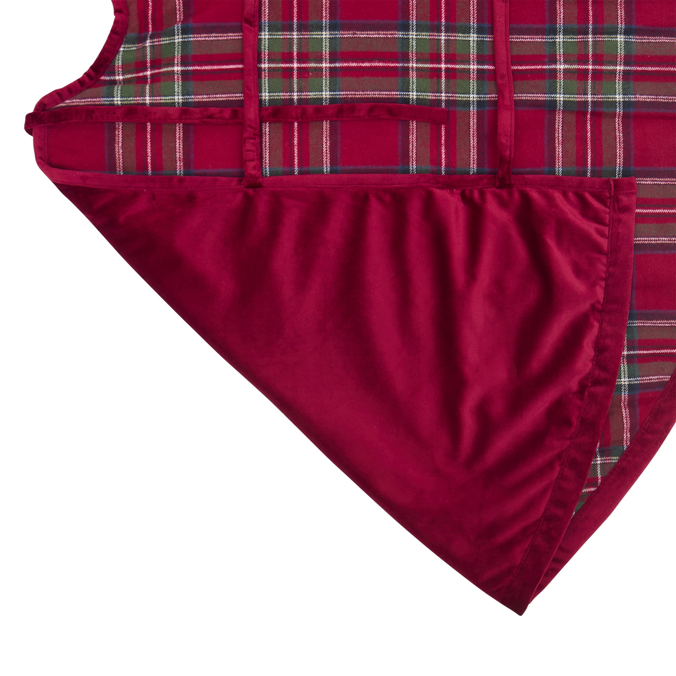 My Texas House Angie Plaid Christmas Tree Skirt, Red, 52"