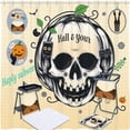 thumbnail image 1 of Cartoon Halloween Shower Curtain with Pumpkins, Bats & Ghosts - Fun Spooky Decor, 1 of 4