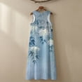 thumbnail image 5 of Xoenoiee Blooms Tree Leaf Print Summer Dresses for Women 2026 Cotton Linen Sleeveless Boho Round Neck A Line Flowy Spring Casual Maxi Dress Beach Vacation Pockets, S, 5 of 7