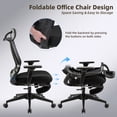 thumbnail image 5 of Hforesty Black Foldable Office Chair with Footrest – Ergonomic Mesh Computer Chair, Lumbar Support, Swivel Tilt, 300lbs, 5 of 8