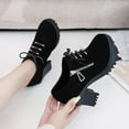 thumbnail image 5 of Luxalzxs Women's Round Toe Side Zipper Chunky Heels Ankle Booties Fashion Casual Lace-Up High Heel Boots, 5 of 5