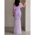 thumbnail image 3 of Womens Lilac Purple Off-Shoulder Ruched Mermaid Maxi Dress Elegant Gown, 3 of 7