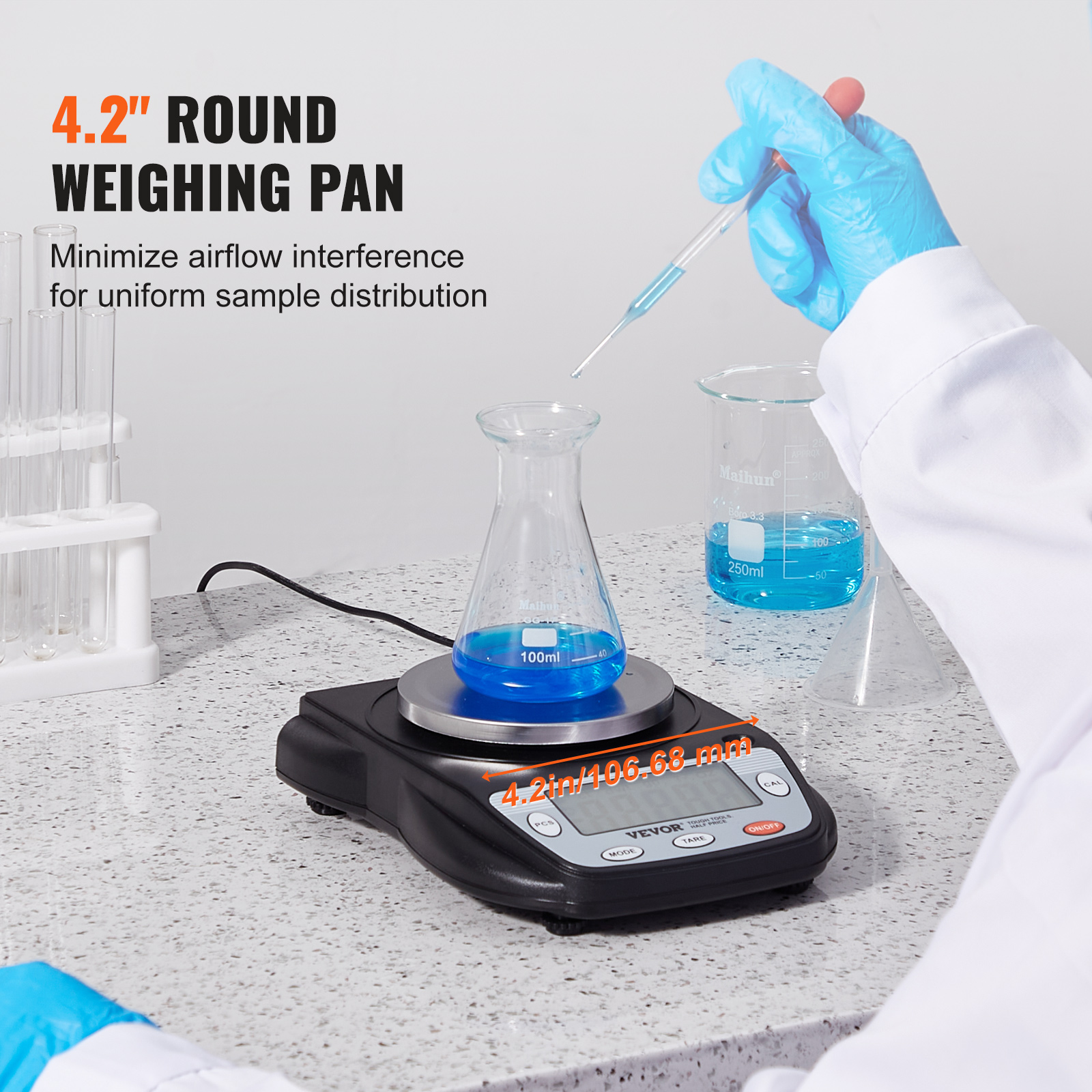 VEVOR Analytical Balance, 600g x 0.01g Accuracy High Precision Lab Scale, 6 Units Conversion Electronic Scientific Laboratory Scale, LCD Display Digital Jewelry Weighing Scale for Lab, Jewelry