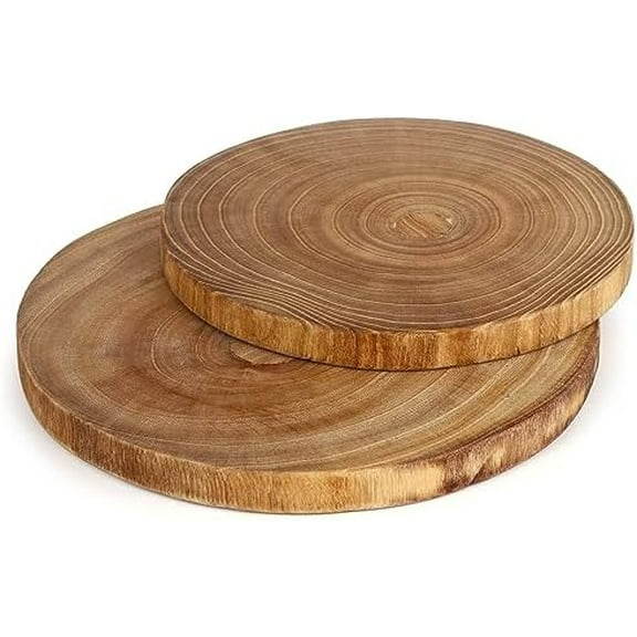 2 Pack Large Wood Slab Serving Board, 9"-10"/11"-12" Wood Cheese Server Round Cutting Board, Wooden Slices for Table Centerpieces$$Home Decor, Kitchen, & Other