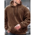thumbnail image 3 of FOCUSNORM Men Plush Loose Hoodies Solid Color Drawstring Hooded Sweatshirts Long Sleeve Tops Fall Winter Casual Pullovers, 3 of 7