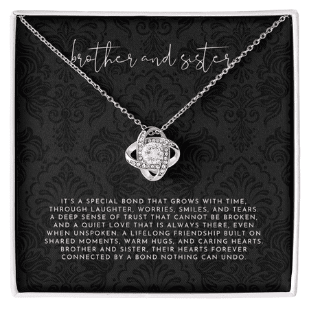 Bond Between Brother And Sister Necklace, White Love Knot Necklace