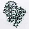 thumbnail image 2 of Odeerbi 1-8 Años Niños Niñas Pijama de Satén Con Solapa Dentada Camisa de Manga Larga Conjunto de Pantalones Suave Estampado de Rayas Pijama de Dos Piezas, 2 of 9