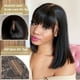 thumbnail image 5 of Brazilian Straight Bob Lace Wigs Glueless Straight Human Hair Wigs With Bangs Fringe Middle Part Bob Lace Wigs Realistic Scalp, 5 of 7