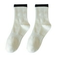 thumbnail image 6 of Opolski Women Anti-slip Cotton Socks Women's Anti-slip Cotton Mid-calf Socks Solid Color Stretchy Sweat-absorbent 1 Pair Yellow, 6 of 8
