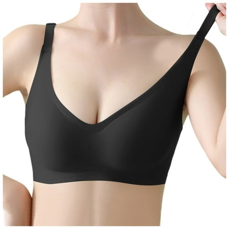 Blphud Woemn Bras Plus Size Bra Sports Women Seamless Bra Small Push Up Latex Jelly Bra No Underwire Adjustable Sports Bra Trendy Lingerie for Women Sports Bras for Women Black XXL