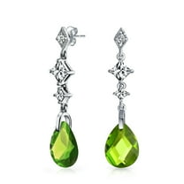 Bling Jewelry Womens Briolette Teardrop CZ Dangle Chandelier Earrings Sterling Silver Gemstone