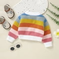 thumbnail image 6 of lnmuld Cute Sweaters Baby Kids Girls Boys Long Sleeve Rainbow Sweaters Warm Jacket Cotton Knit Cardigan Button Down Coat Outwear Size:18-24 Months, 6 of 9